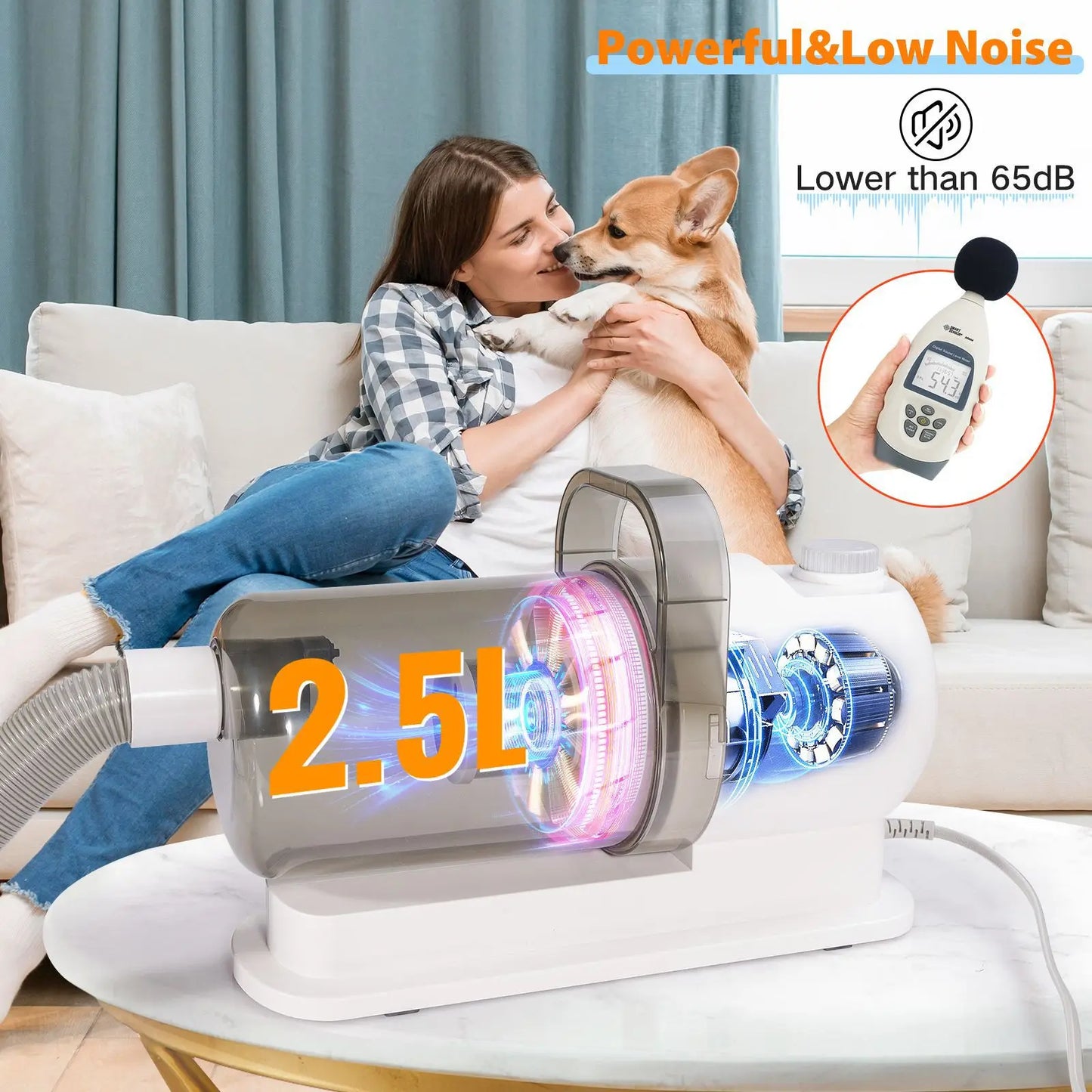 Dog Grooming Vacuum Pet Grooming Kit 2.3L Capacity Larger Pet Hair Dust Cup Dog Brush Vacuum for Pet Hair Vacuum Cleaner 4 IN 1
